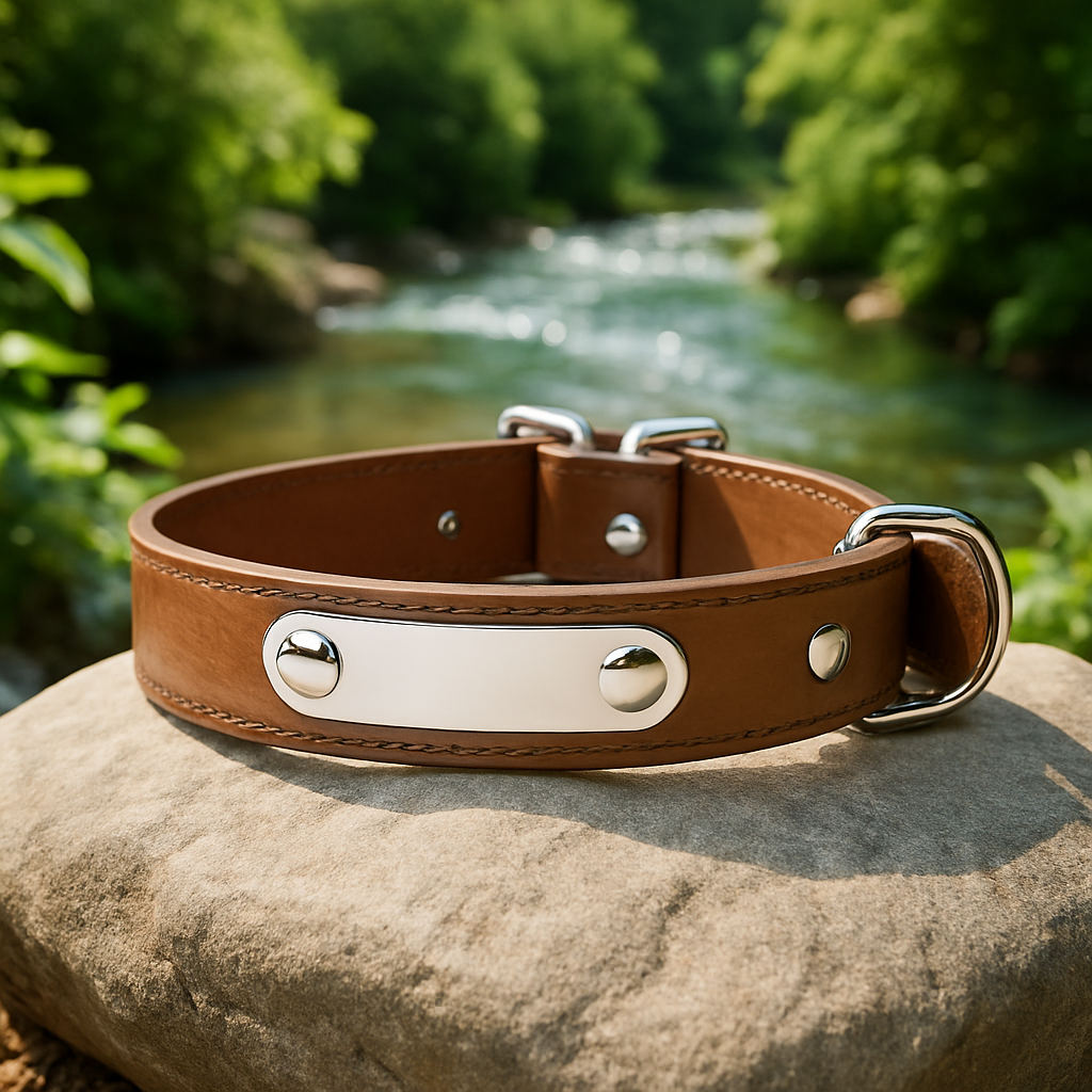 collier chien cuir personnalisé marron