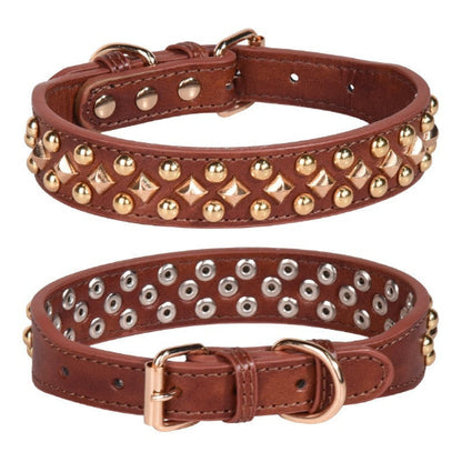 Collier cuir Chien marron