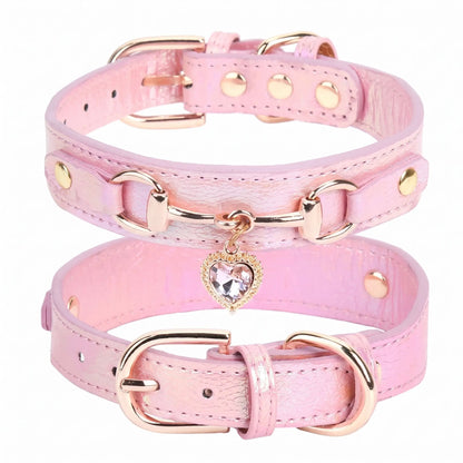 collier en cuir Pour Chien Rose | Strass Confort - Excursion Chien
