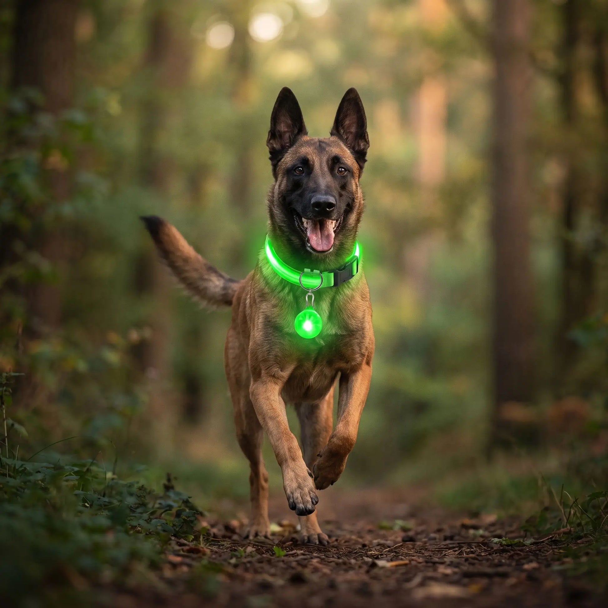 collier fluo pour chien avec médaille lumineuse