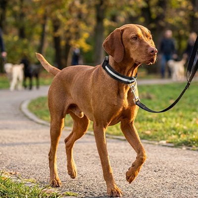 Collier lumineux Chien avec Anneau métallique qui permet d'attacher une laisse de manière sécurisée