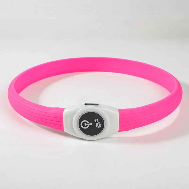 collier lumineux pour chien rose