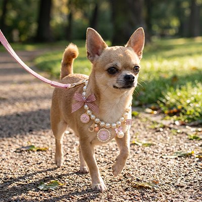 Collier pour Chien avec chaînette d'extension dorée permettant un ajustement précis