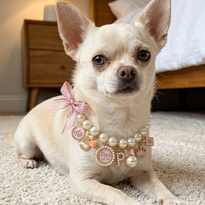 Collier pour Chien avec nœud en ruban rose coordonné fixé sur le côté pour une touche romantique