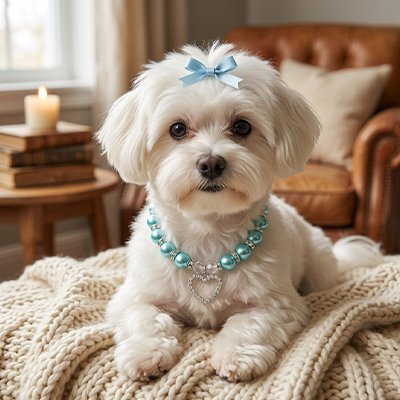 Collier pour chiot en perles lisses qui n'irritent pas la peau délicate et le pelage