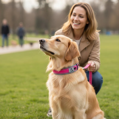collier réfléchissant pour chien avec anneau en D métallique accueille solidement votre laisse
