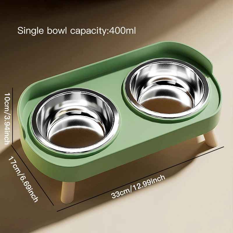 gamelle double avec support en bois