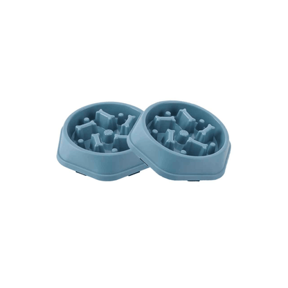 Gamelle anti-glouton pour chien bleu conçue pour ralentir la prise alimentaire