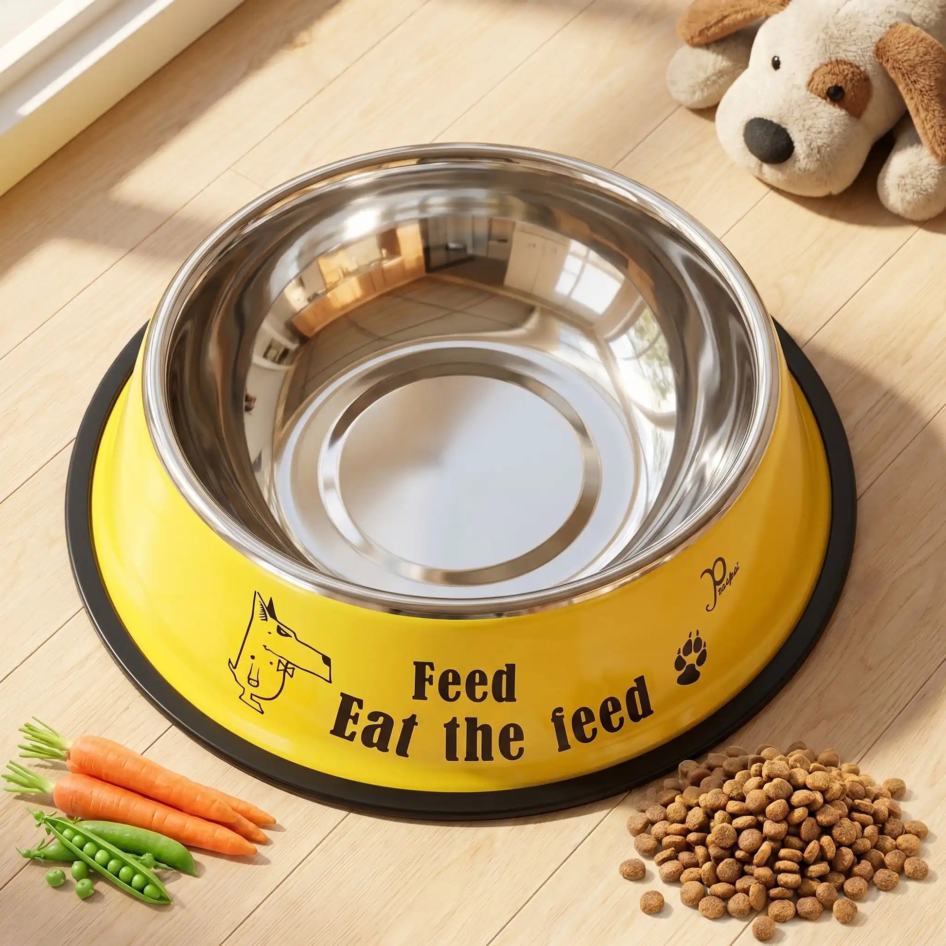 gamelle chien inox jaune résistant et durable
