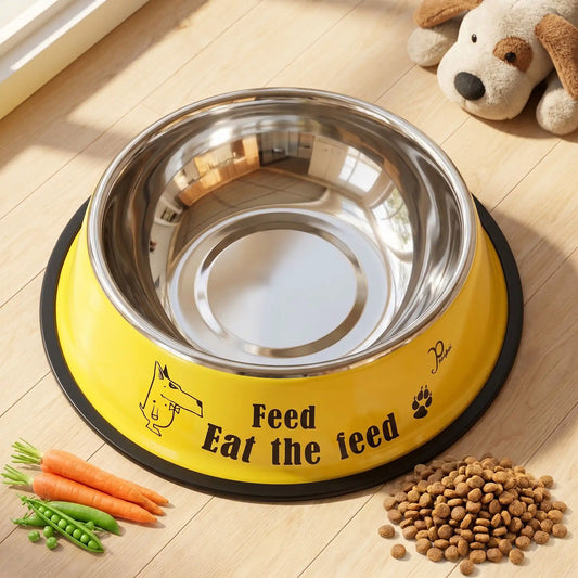 gamelle chien inox jaune résistant et durable