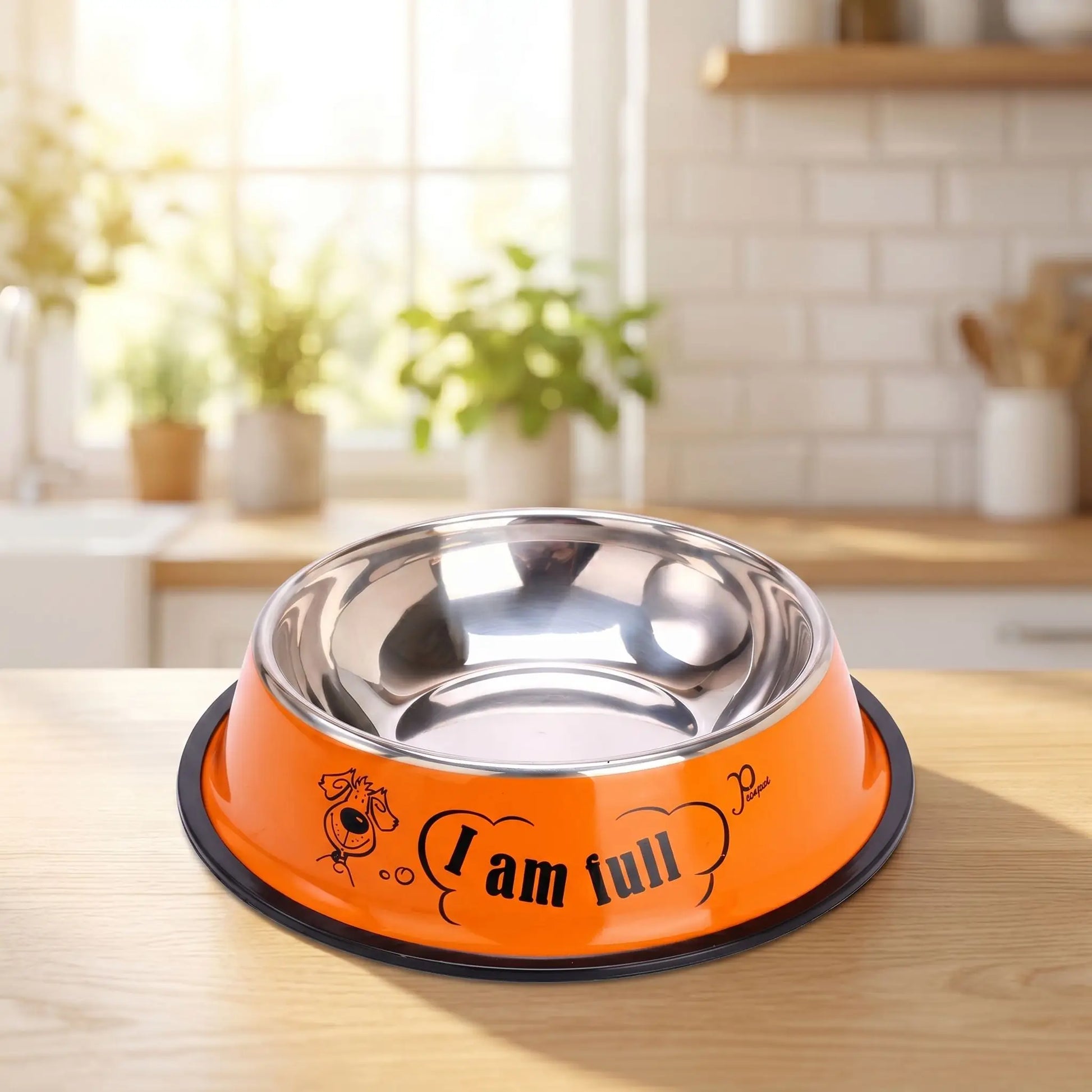 gamelle chien inox orange robuste et facile à nettoyer 