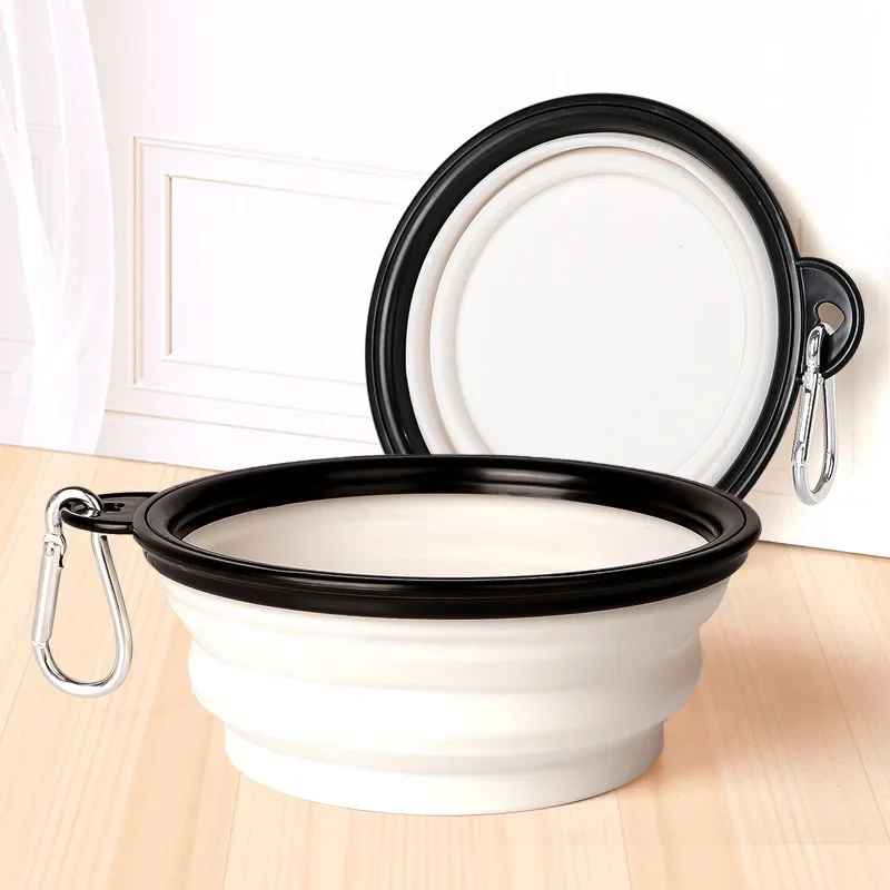 gamelle pliable en silicone pour chien blanc