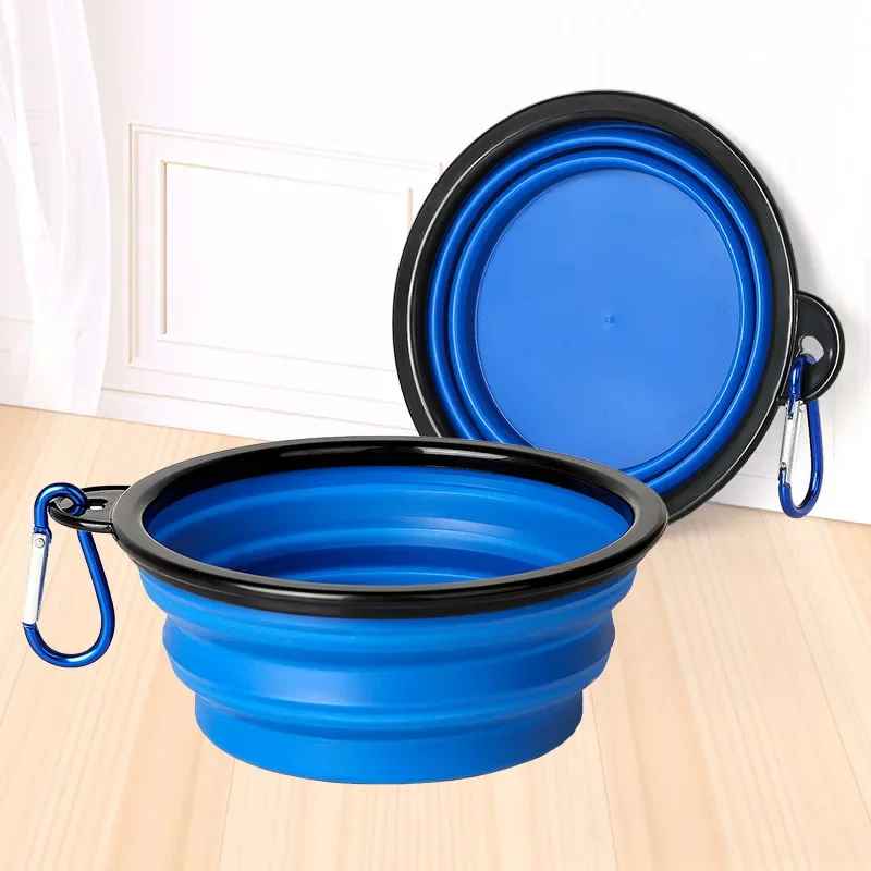 gamelle pliable en silicone pour chien bleu