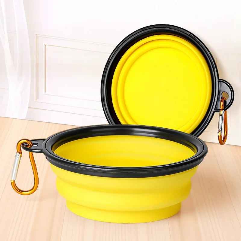 gamelle pliable en silicone pour chien jaune