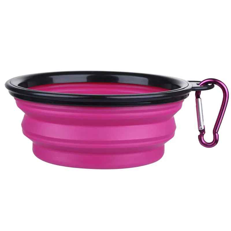 gamelle pliable en silicone pour chien rose