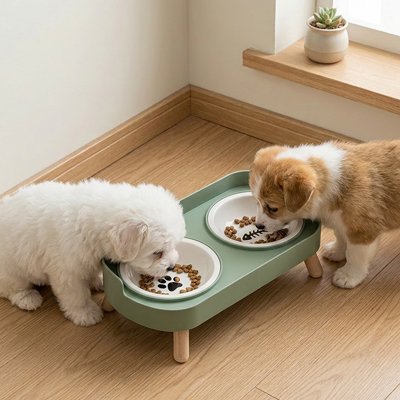 Gamelle pour Chien avec double bol surélevé favorisant une meilleure posture digestive