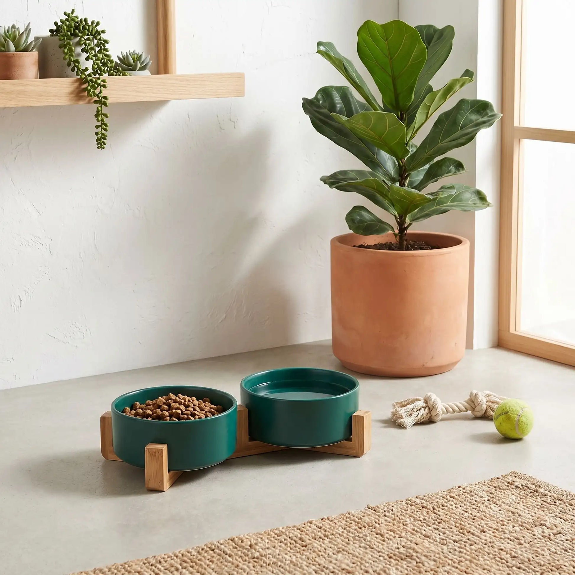 gamelle verte en céramique pour chien qui embellit votre maison