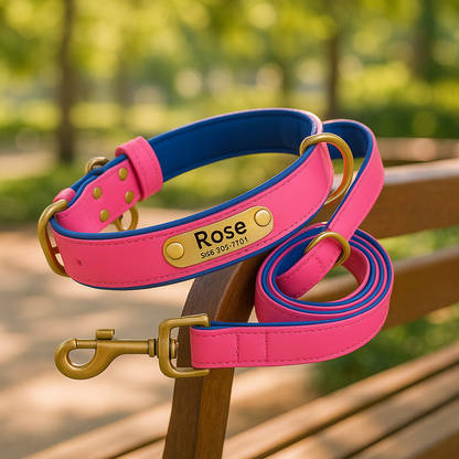 Collier Chien personnalisé prenom rose