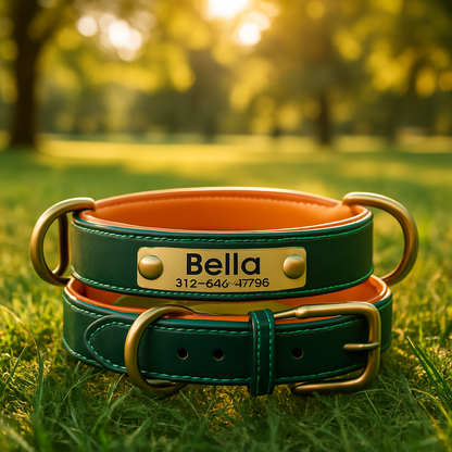 Collier Chien personnalisé prenom vert