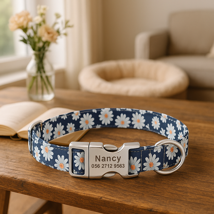 Collier Chien personnalisé fleuri