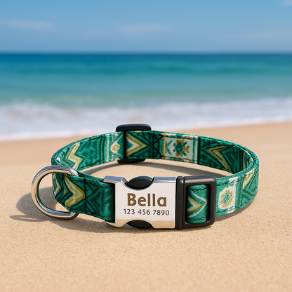 Collier Chien personnalisé vert