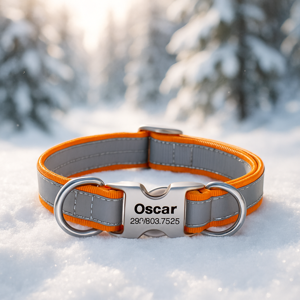 Collier pour Chien gravé gris