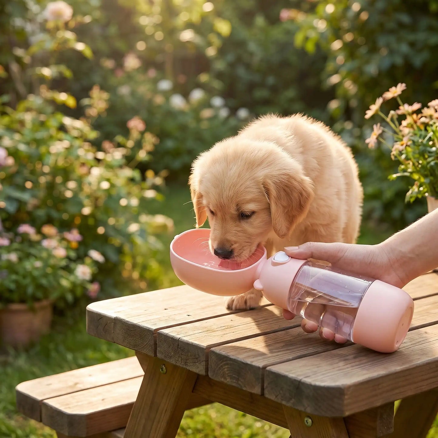 Gourde de Voyage pour Chien : gourde de voyage pour chien rose -Excursion Chien