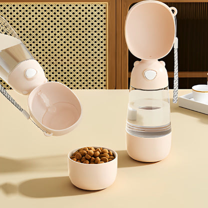 gourde voyage chien avec bole de nourriture intégré