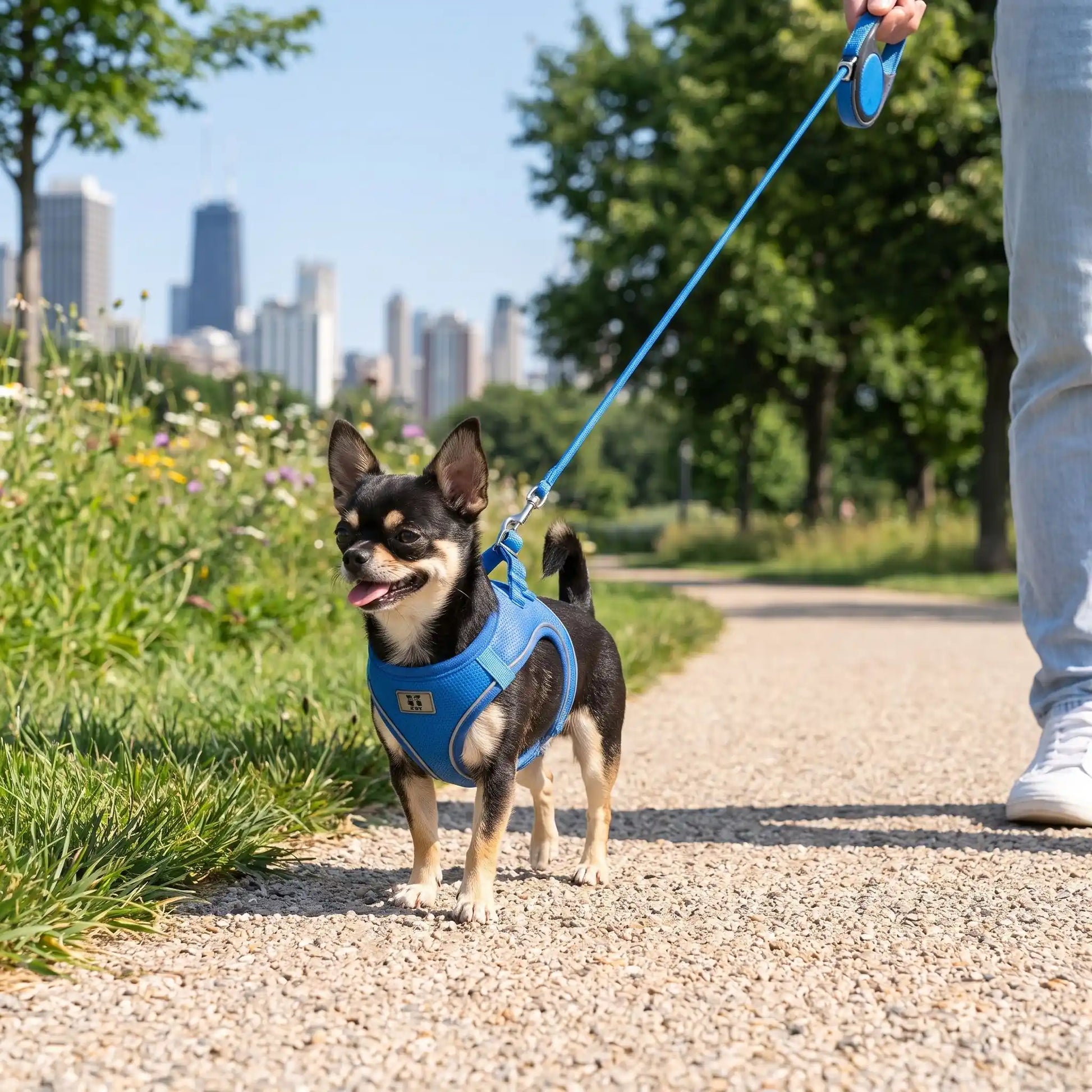 harnais pour chihuahua xxs bleu