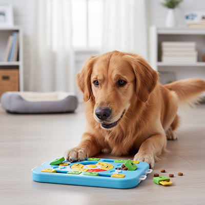 jeu stimulation mentale chien qui ralentit l'alimentation