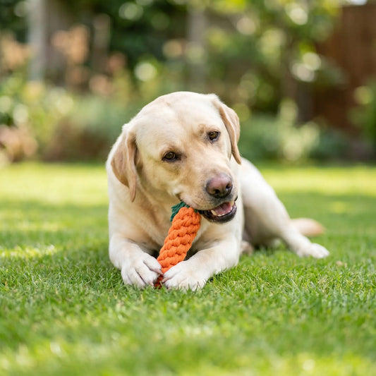 jouet carotte pour chien tissu robuste qui supporte les séances de jeu les plus intenses