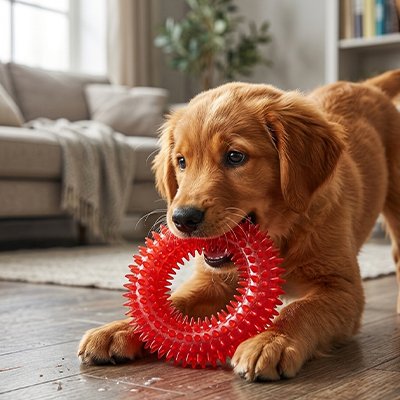 Jouet Chien qui masse délicatement les gencives et aide au nettoyage dentaire pendant le jeu