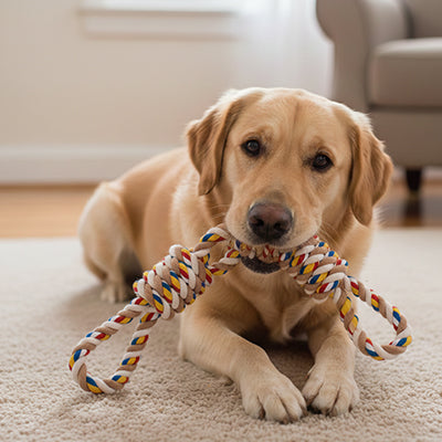 jouet corde pour chien qui soigne naturellement les dents