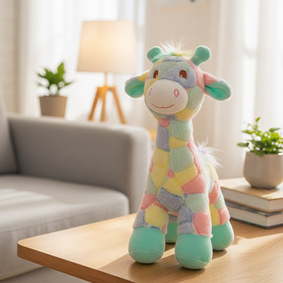 jouet girafe pour chien en peluche multicolore qui apaise votre toutou