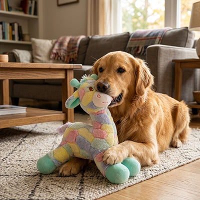 jouet girafe pour chien qui résiste aux mordillements les plus enthousiastes