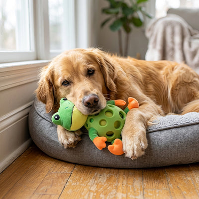 jouet grenouille pour chien qui apaise stress et solitude de vore compagnon