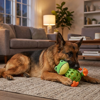 jouet grenouille pour chien qui résiste aux mâchoires les plus déterminées