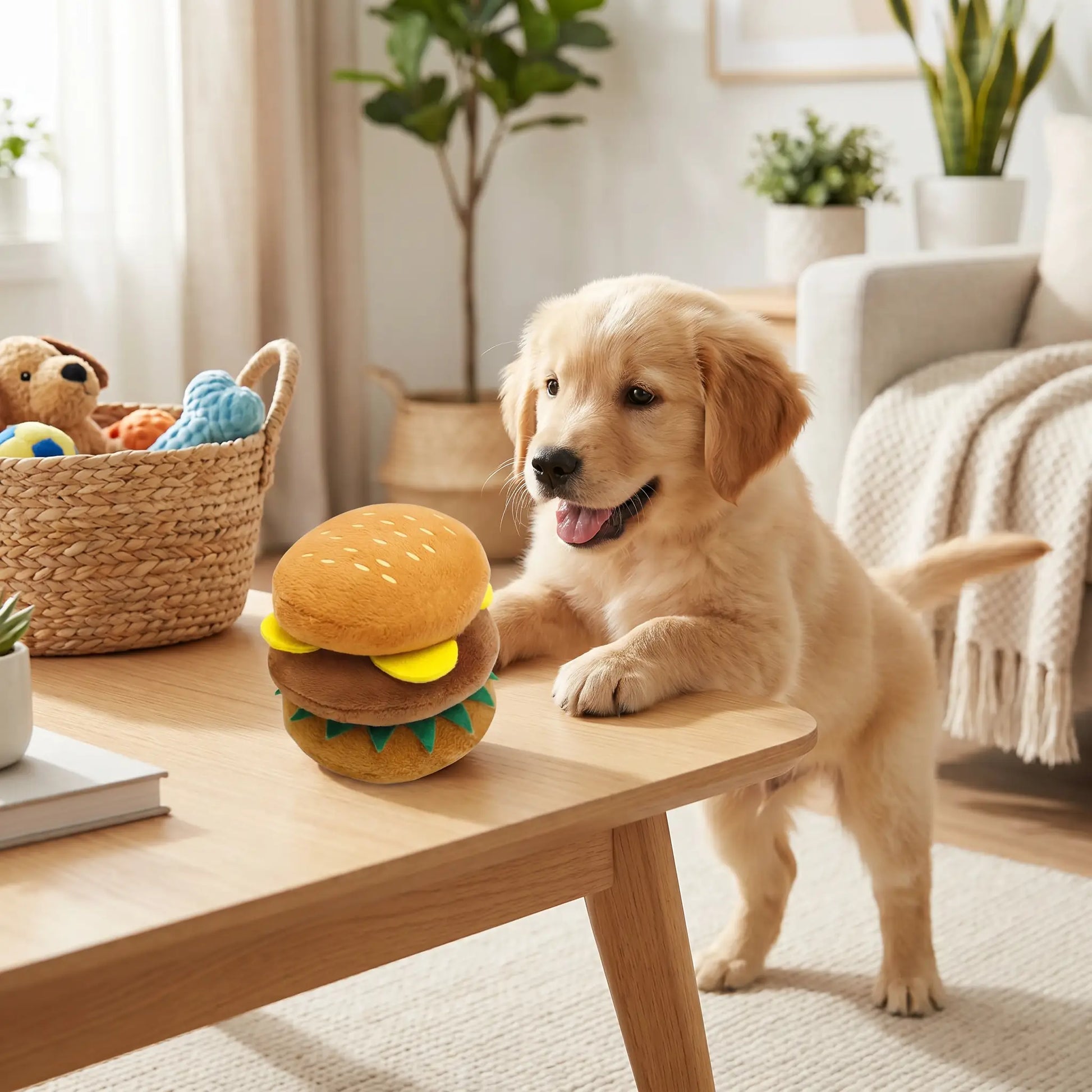jouet hamburger pour chien qui occupe votre animal