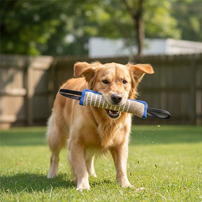 Jouet indestructible pour Chien aux Finitions colorées facilitant la visibilité du jouet dans l'herbe ou en extérieur
