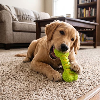 Jouet indestructible pour Chien aux Motifs décoratifs jaunes ou contrastés qui renforcent l'attractivité visuelle du jouet