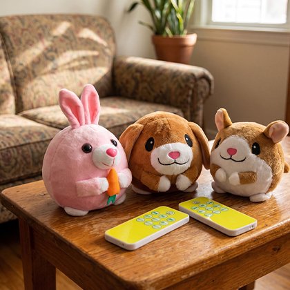 Jouet interactif pour chien en formes d'animaux mignons comme lapin, hamster ou chien en peluche colorée
