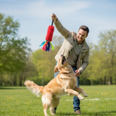 jouet pour chien corde avec poignée ergonomique qui protège vos mains pendant les jeux de traction