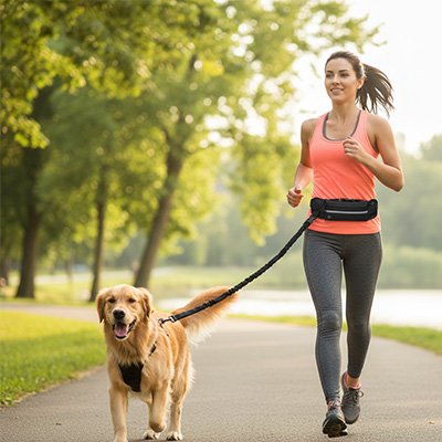 Laisse canicross en Ceinture de course avec pochette de rangement