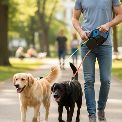 Laisse double pour Chien en cordons haute résistance avec code couleur pour identifier facilement chaque chien