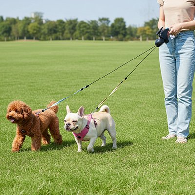 Laisse double pour Chien qui s'adapte aux chiens de petite et moyenne taille