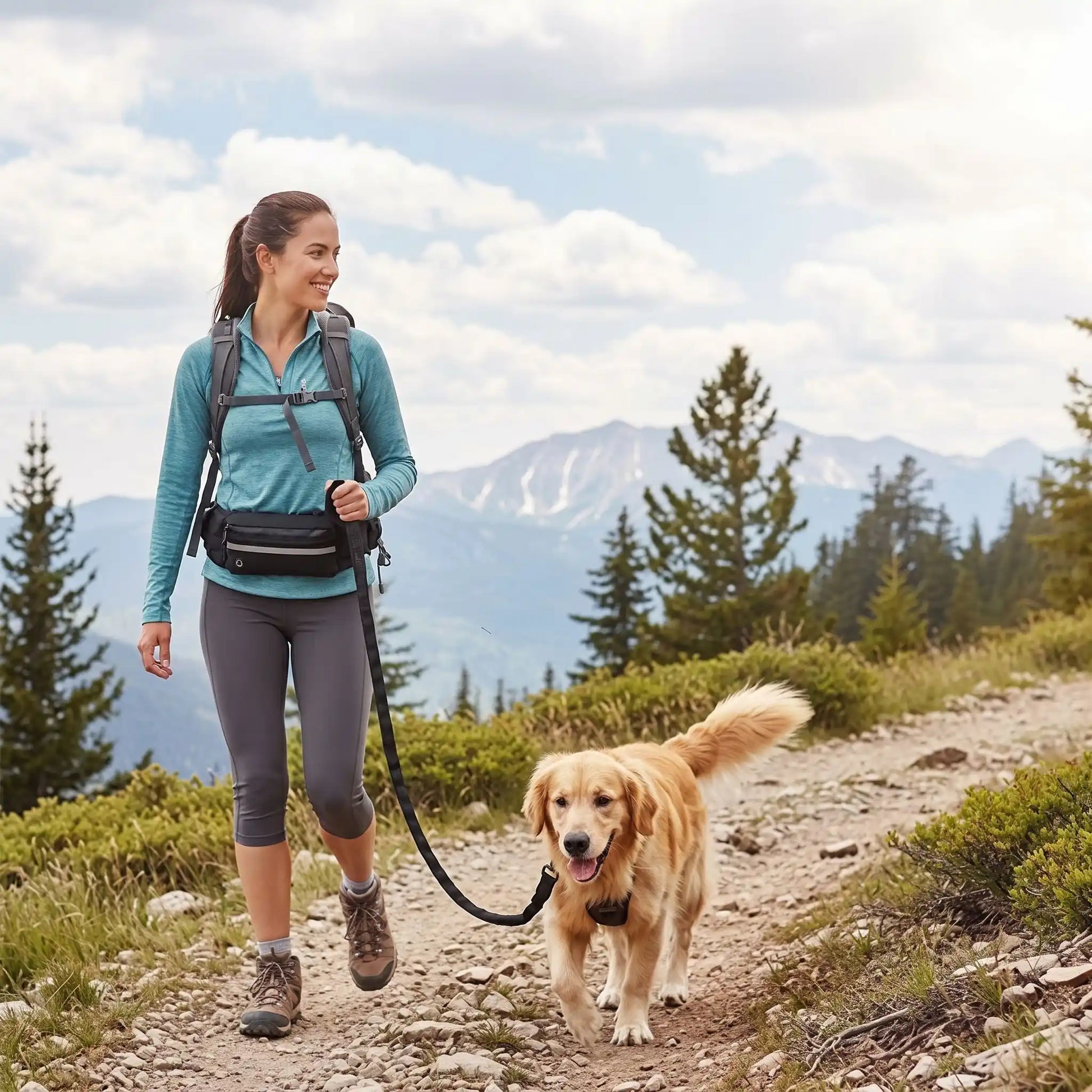 Laisse pour Canicross | Ceinture Mains Libres Pochette - Excursion Chien
