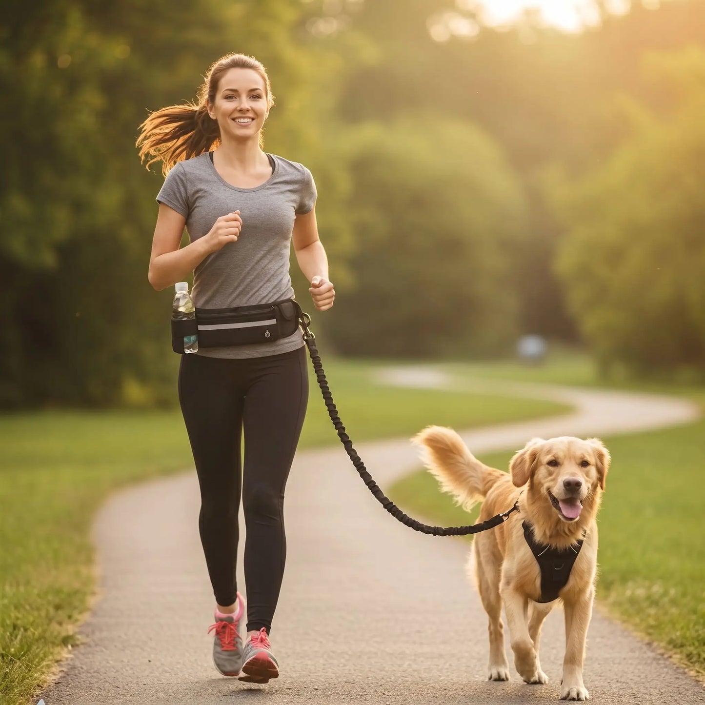 Laisse pour Canicross | Ceinture Mains Libres Pochette - Excursion Chien
