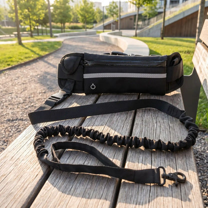 Laisse pour Canicross | Ceinture Mains Libres Pochette - Excursion Chien