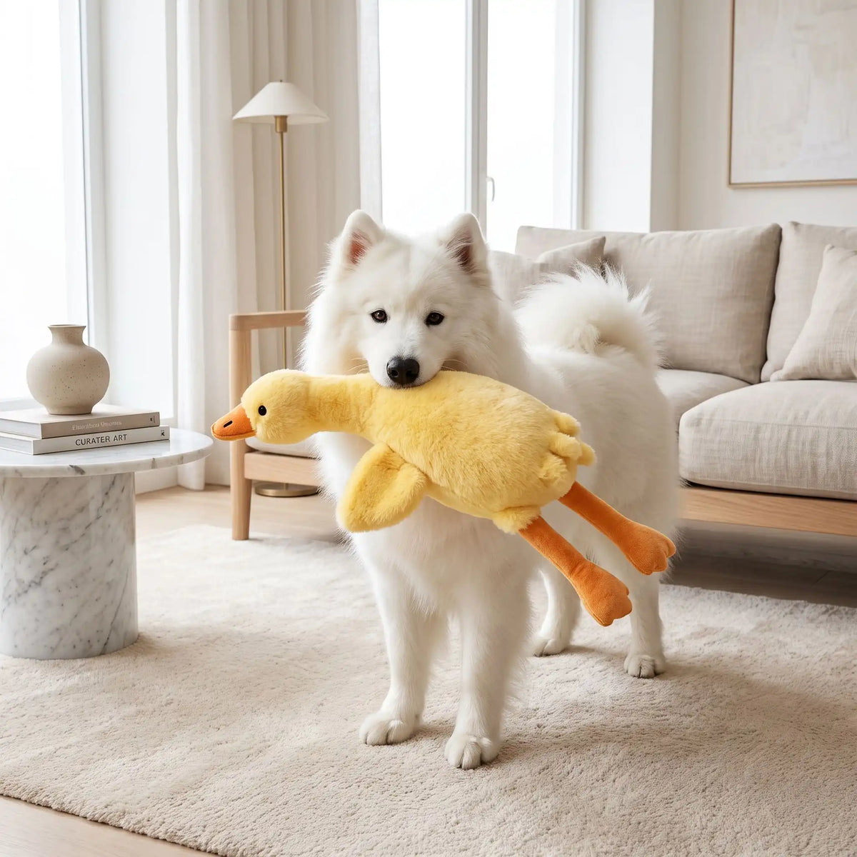 Peluche canard jaune pour chien | Ultra résistante 50cm