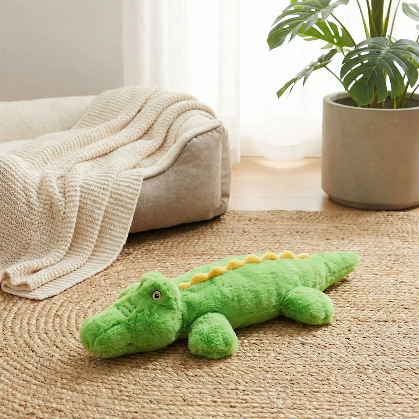 peluche chien en forme de crocodile qui réduit le stress